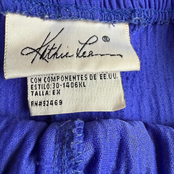 Blue Kathie Lee Crinkle Pants Size XL Elastic Waistband Dopamine Bold Vibrant - Picture 4 of 5